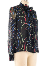 Givenchy Metallic Lurex Jacquard Silk Blouse Top arcadeshops.com