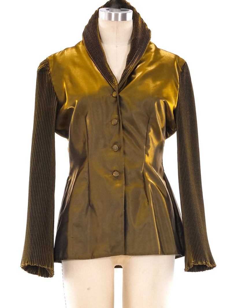 Romeo Gigli Metallic Pleated Jacket Jacket arcadeshops.com