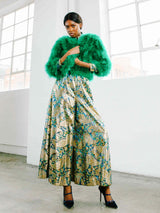 Green Marabou Feather Cropped Jacket