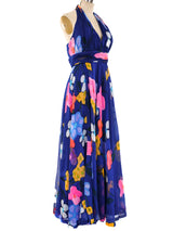 Floral Printed Chiffon Halter Dress Dress arcadeshops.com