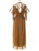 Zandra Rhodes Printed Brass Tone Chiffon Maxi Dress Dress arcadeshops.com