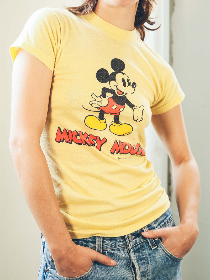 Pastel Yellow Mickey Mouse Tee T-Shirt arcadeshops.com