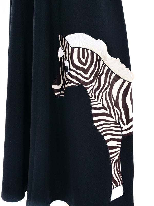 1970s Zebra Applique Maxi Dress Dress arcadeshops.com
