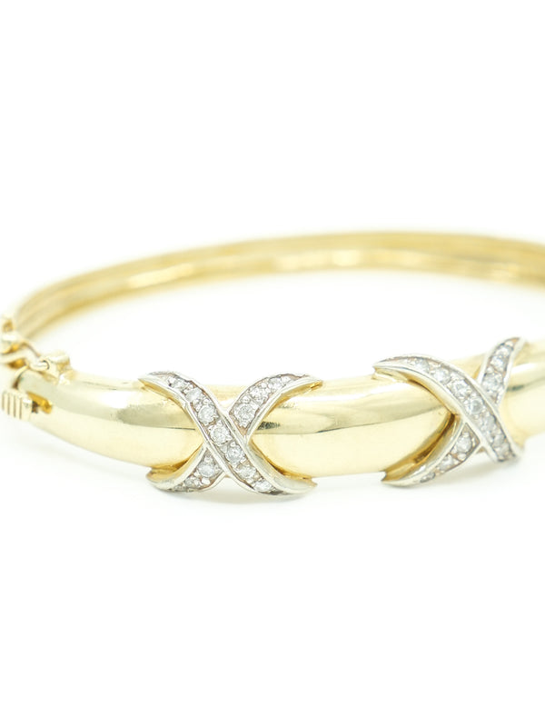14k Gold and Diamond Ribbon Bangle Fine Jewelry arcadeshops.com