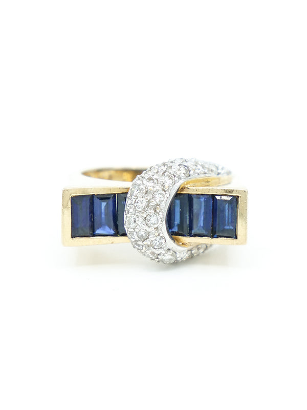 Sapphire and Diamond 14k Modernist Ring Fine Jewelry arcadeshops.com