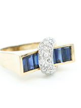 Sapphire and Diamond 14k Modernist Ring Fine Jewelry arcadeshops.com