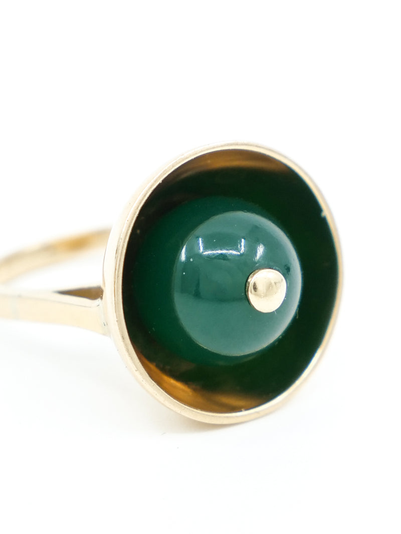 18k Gold and Jade Modernist Cup Ring Fine Jewelry arcadeshops.com