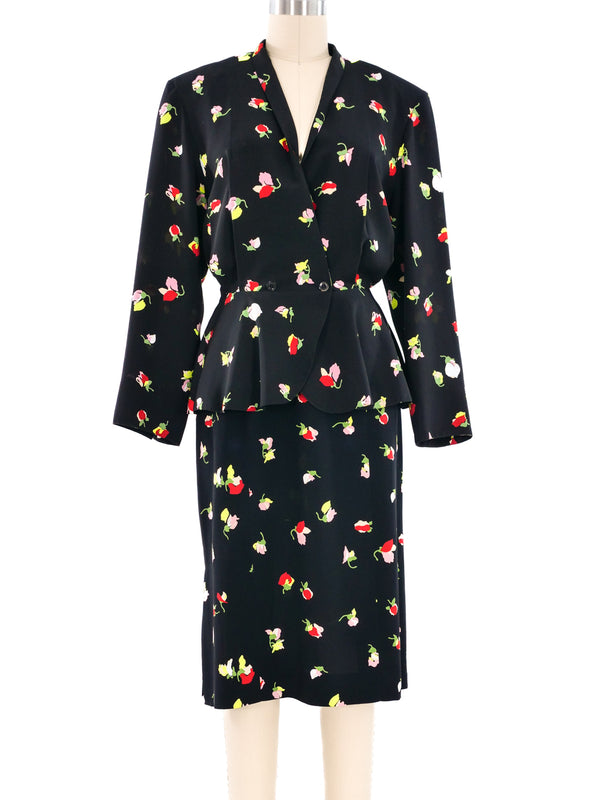 Cacharel Floral Printed Peplum Ensemble Suit arcadeshops.com