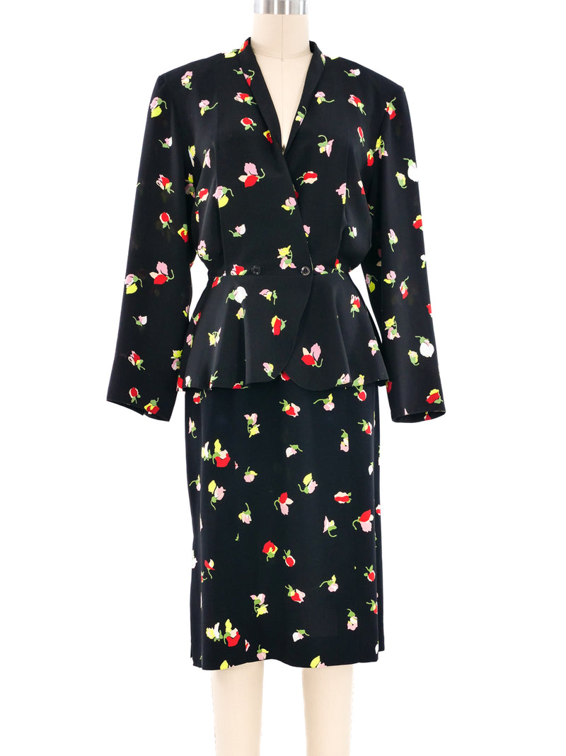 Cacharel Floral Printed Peplum Ensemble Suit arcadeshops.com