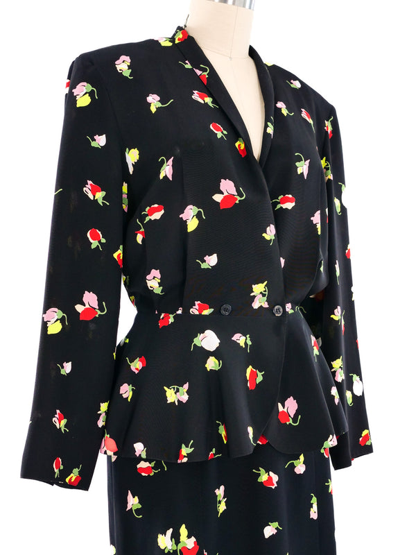 Cacharel Floral Printed Peplum Ensemble Suit arcadeshops.com