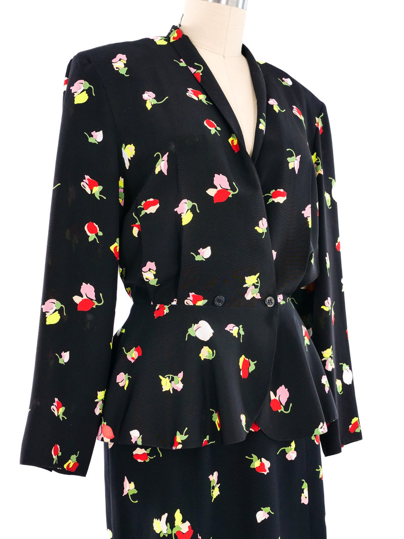 Cacharel Floral Printed Peplum Ensemble Suit arcadeshops.com
