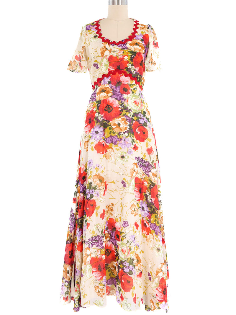 1970's Floral Printed Maxi Dress Dress arcadeshops.com