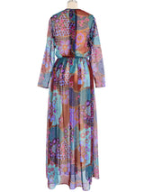 Sequined Floral Print Sheer Maxi Dress Dress arcadeshops.com