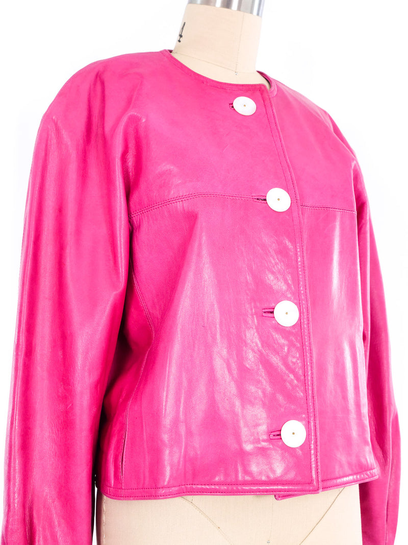 Hot Pink Leather Jacket Jacket arcadeshops.com