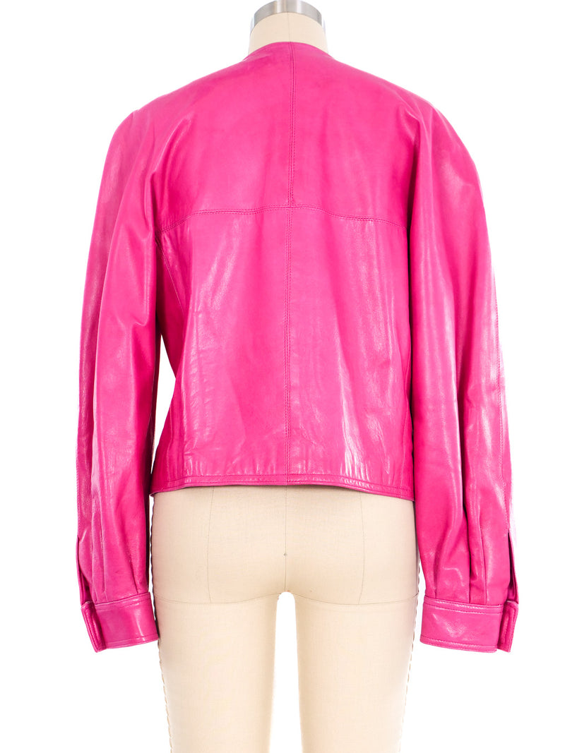 Hot Pink Leather Jacket Jacket arcadeshops.com