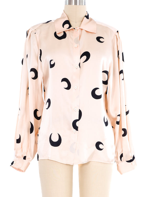 Perry Ellis Printed Blush Silk Blouse Top arcadeshops.com