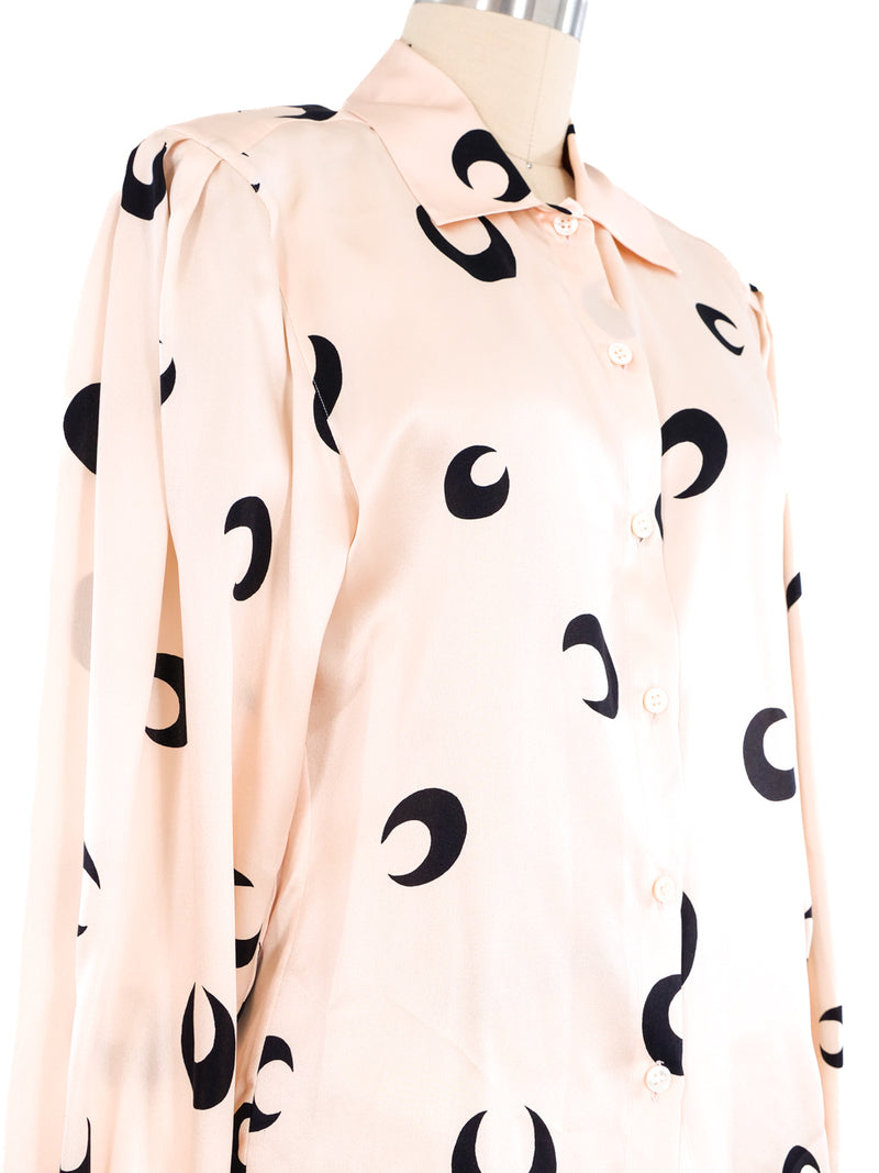 Perry Ellis Printed Blush Silk Blouse Top arcadeshops.com