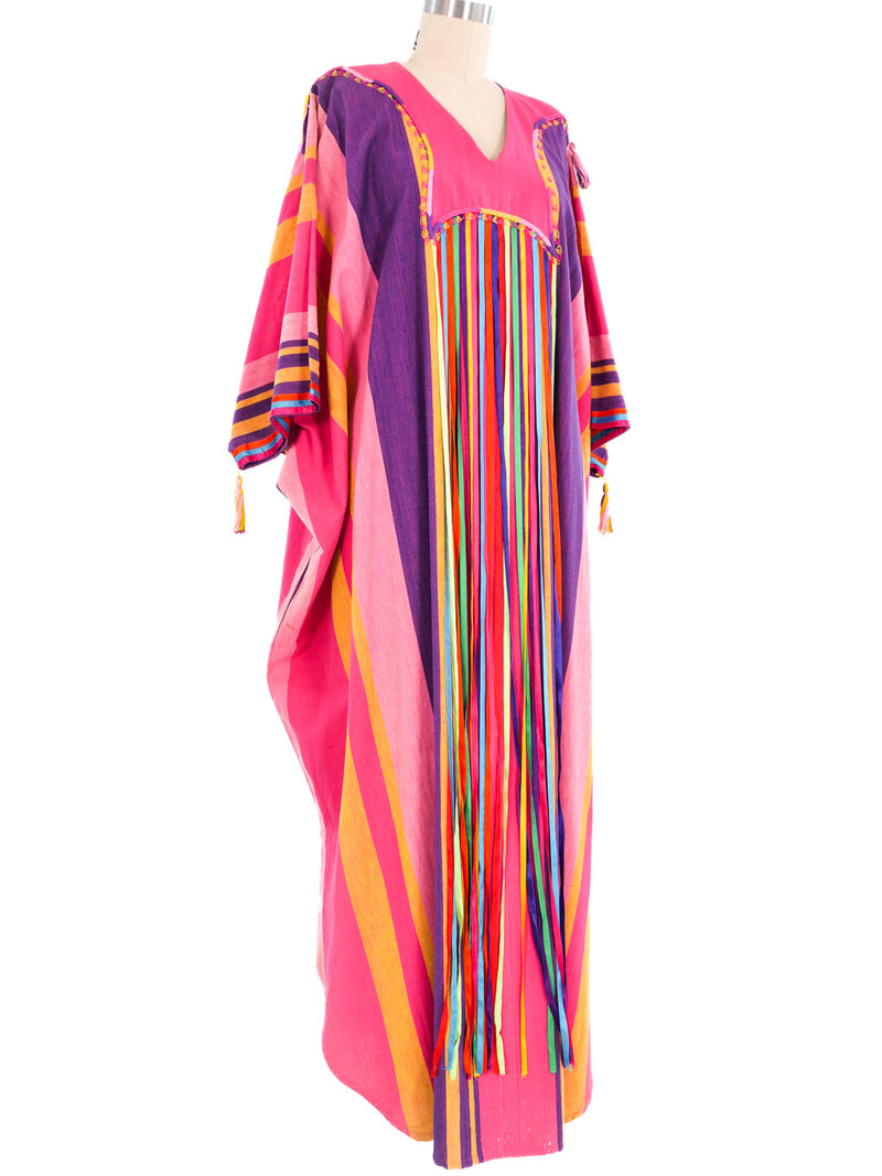 Josefa Rainbow Striped Ribbon Caftan Dress arcadeshops.com