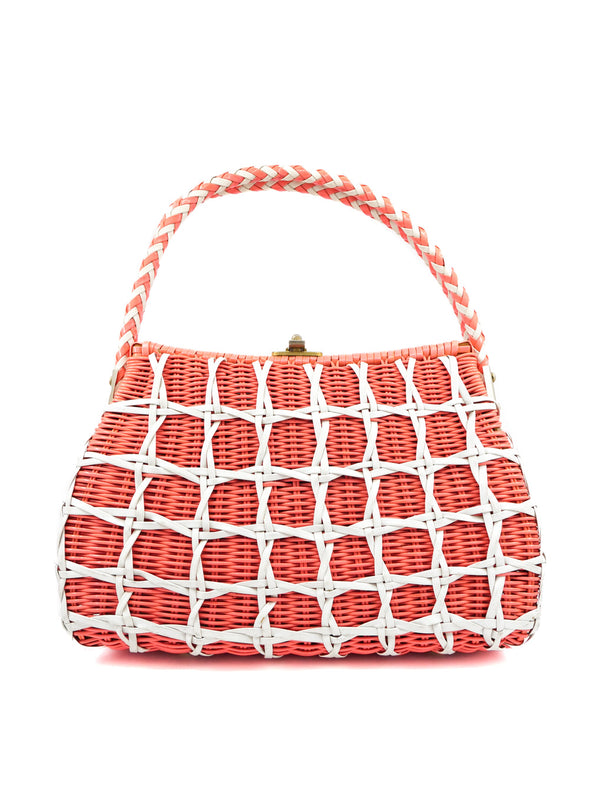 Coral Wicker Woven Basket Bag Accessory arcadeshops.com