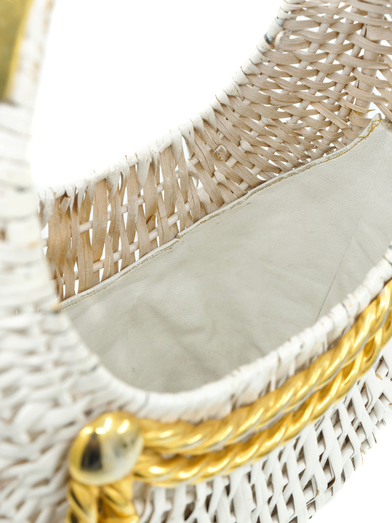 White Wicker Basket Bag Accessory arcadeshops.com