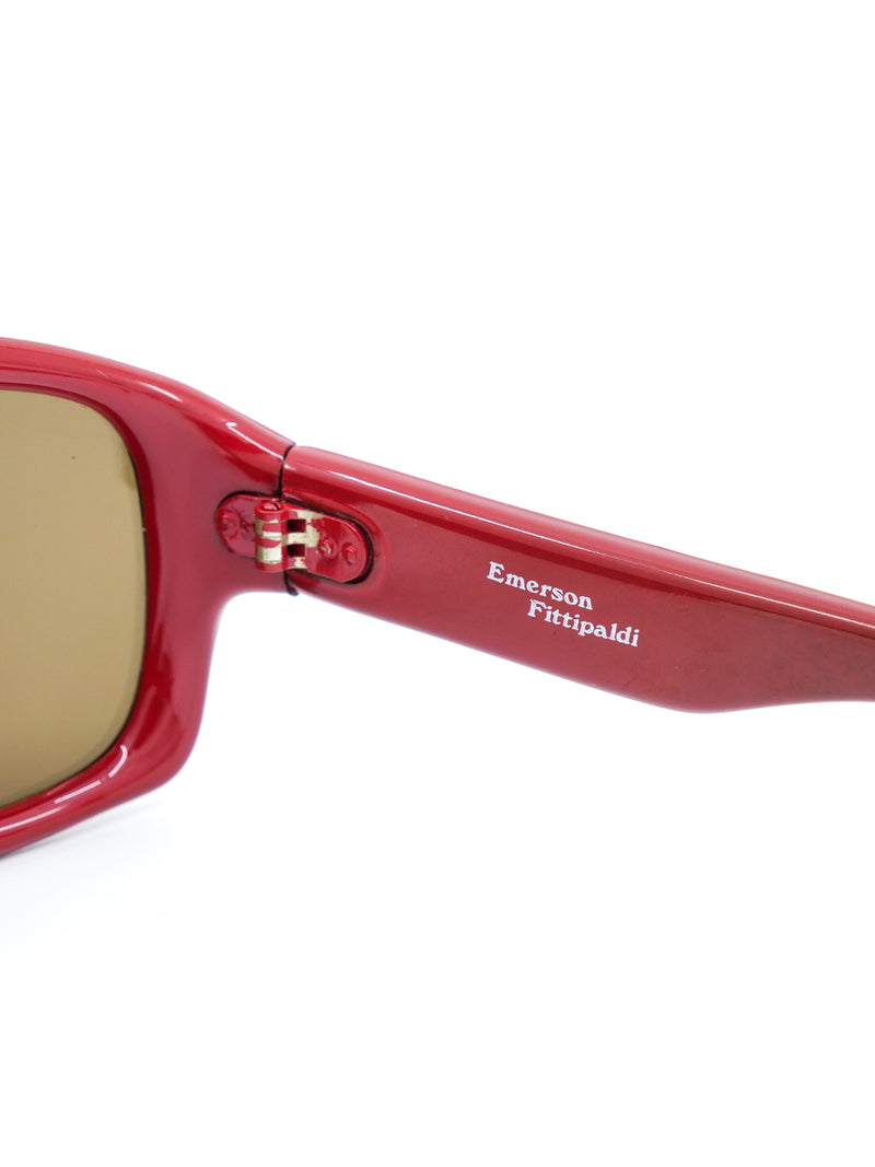 Emerson Fittipaldi Rectangular Red Racing Sunglasses Accessory arcadeshops.com