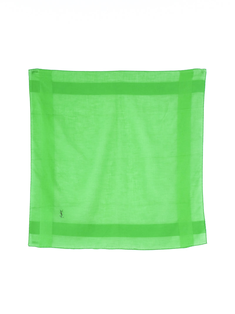 Yves Saint Laurent Green Cotton Gauze Scarf Accessory arcadeshops.com