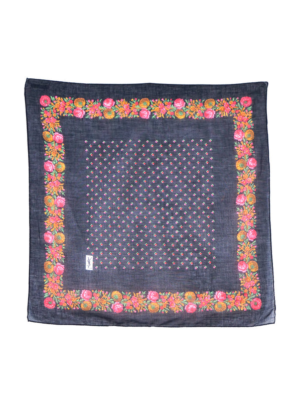 Yves Saint Laurent Floral Cotton Gauze Scarf Accessory arcadeshops.com