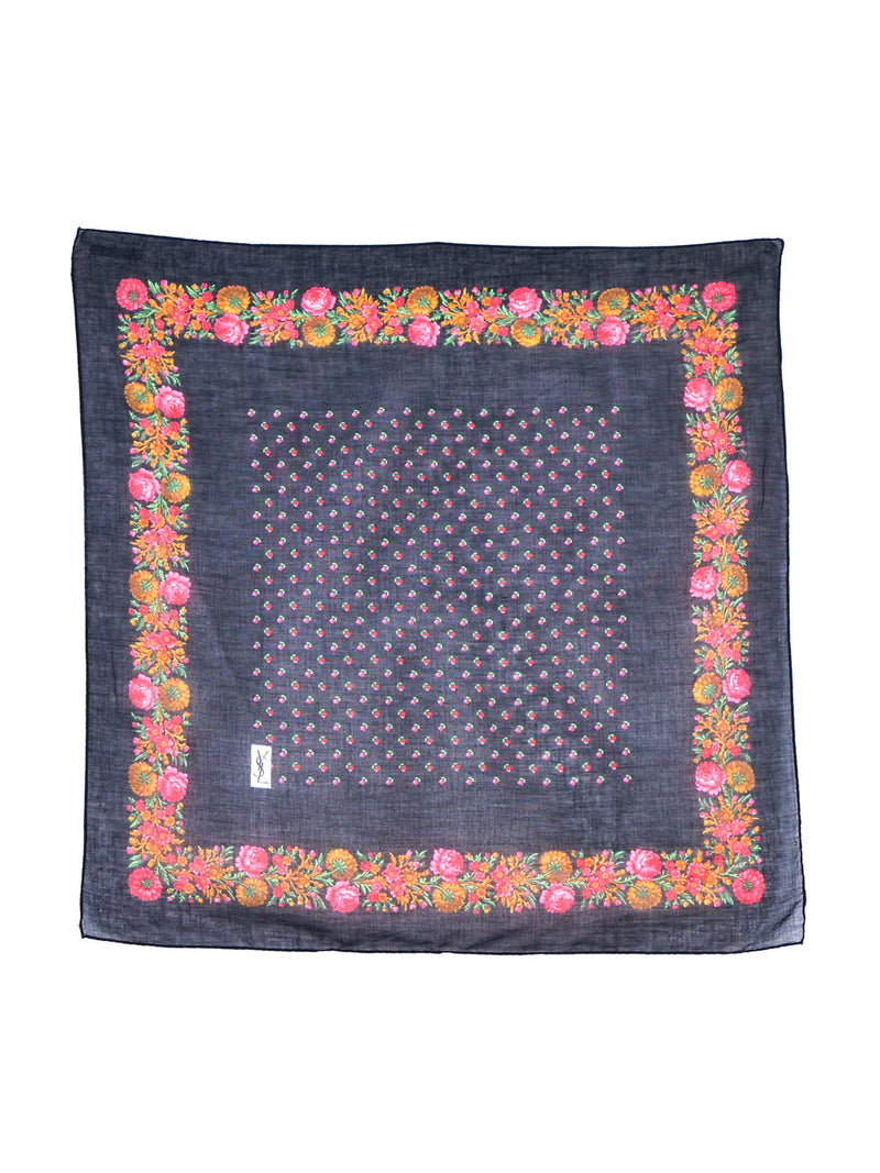 Yves Saint Laurent Floral Cotton Gauze Scarf Accessory arcadeshops.com