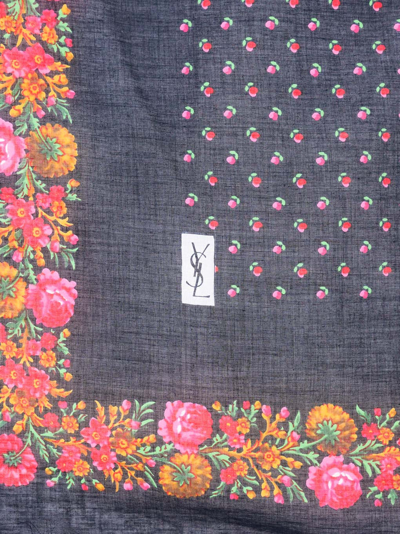 Yves Saint Laurent Floral Cotton Gauze Scarf Accessory arcadeshops.com