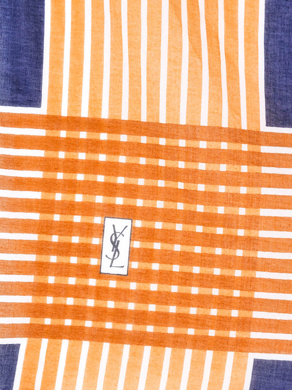 Yves Saint Laurent Plaid Cotton Gauze Scarf Accessory arcadeshops.com