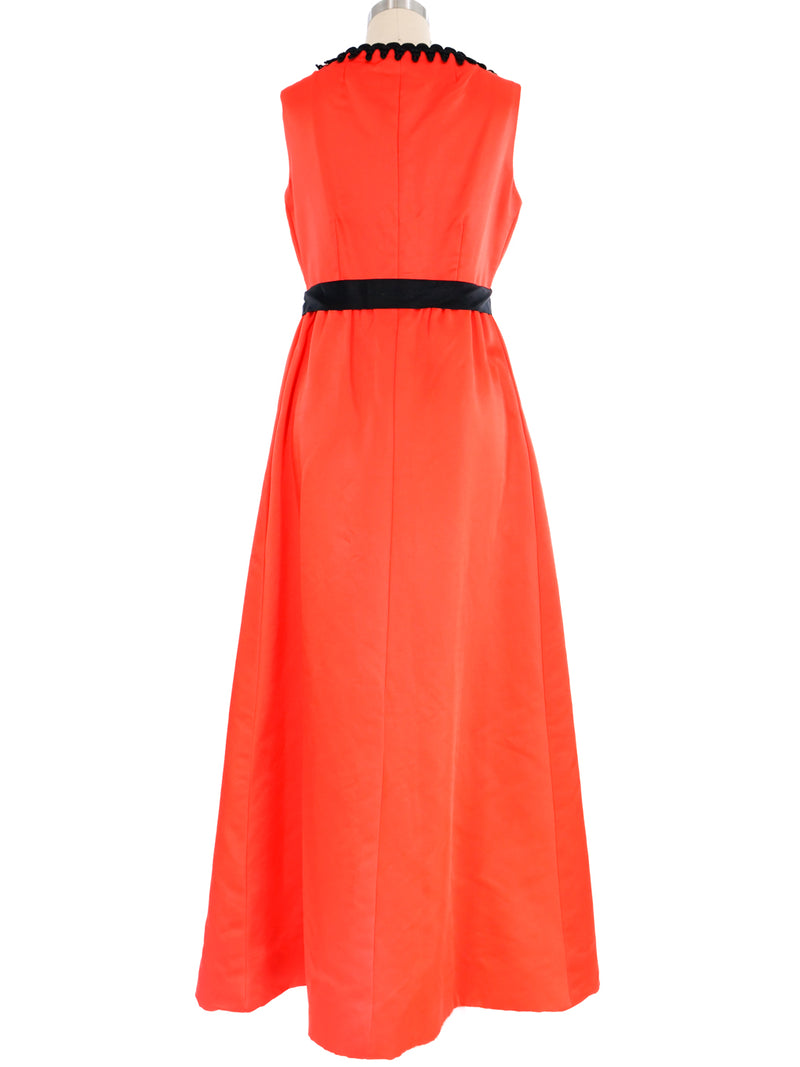 1960's Mollie Parnis Red Tank Gown Dress arcadeshops.com