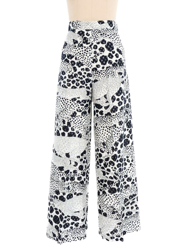 Cheetah Spotted Metalllic Palazzo Pant Bottom arcadeshops.com
