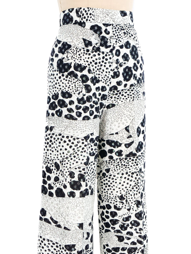 Cheetah Spotted Metalllic Palazzo Pant Bottom arcadeshops.com