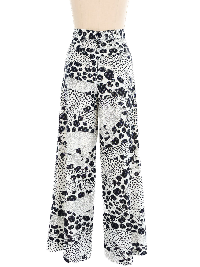 Cheetah Spotted Metalllic Palazzo Pant Bottom arcadeshops.com