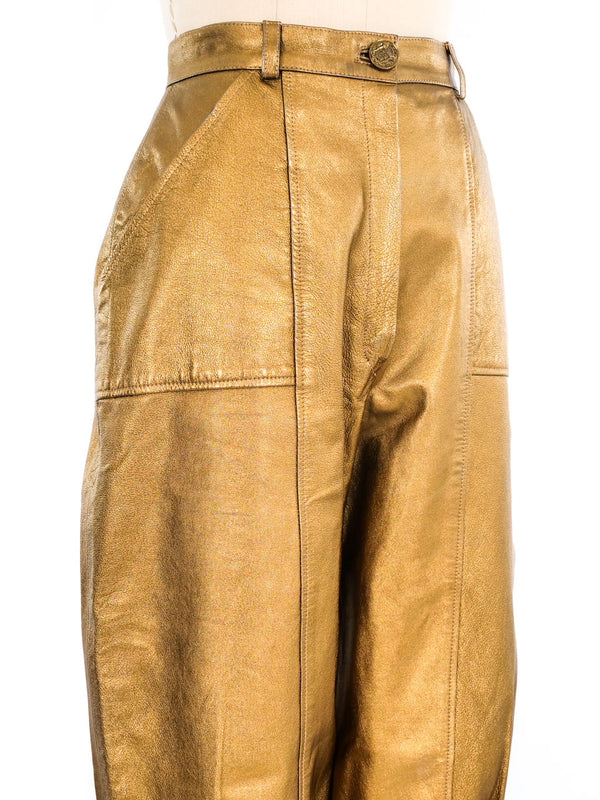Metallic Leather Cropped Pants Bottom arcadeshops.com