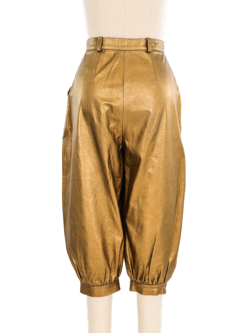 Metallic Leather Cropped Pants Bottom arcadeshops.com