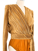 Jeanne Marc Pleated Wrap Bodysuit Top arcadeshops.com