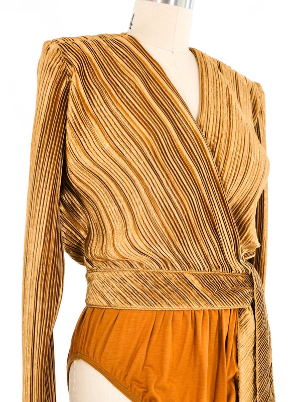 Jeanne Marc Pleated Wrap Bodysuit Top arcadeshops.com