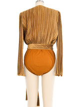 Jeanne Marc Pleated Wrap Bodysuit Top arcadeshops.com