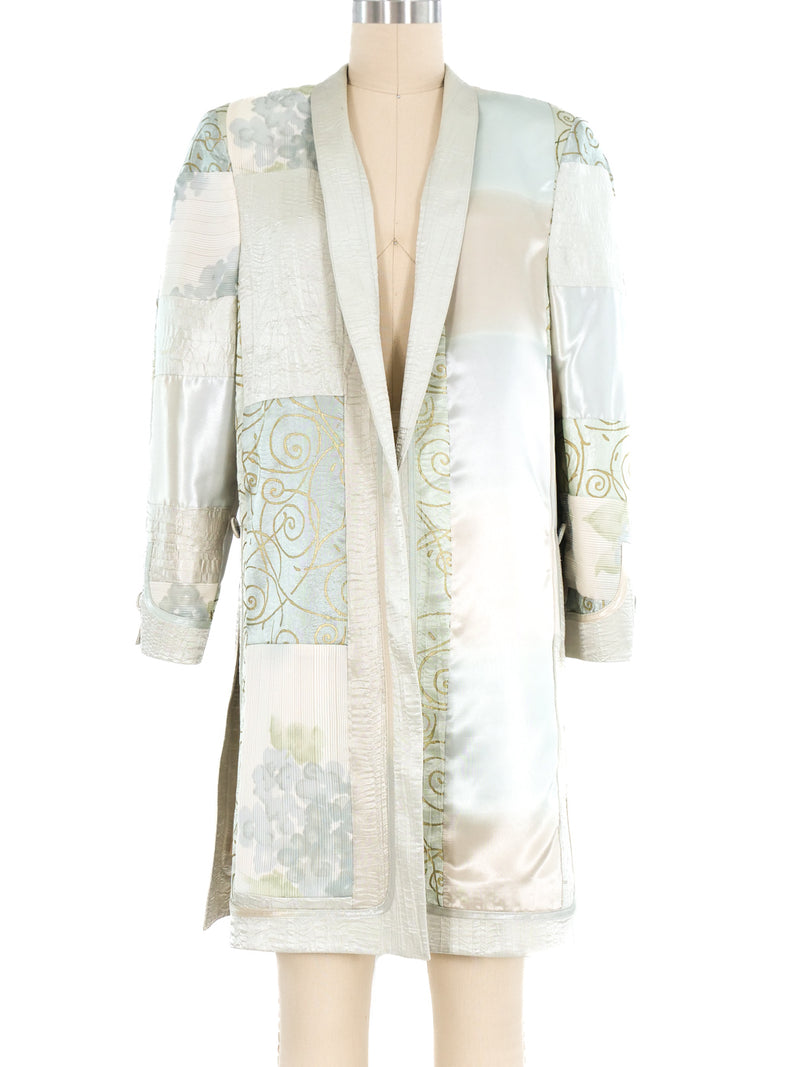 Jeanne Marc Ice Blue Patchwork Satin Jacket Jacket arcadeshops.com