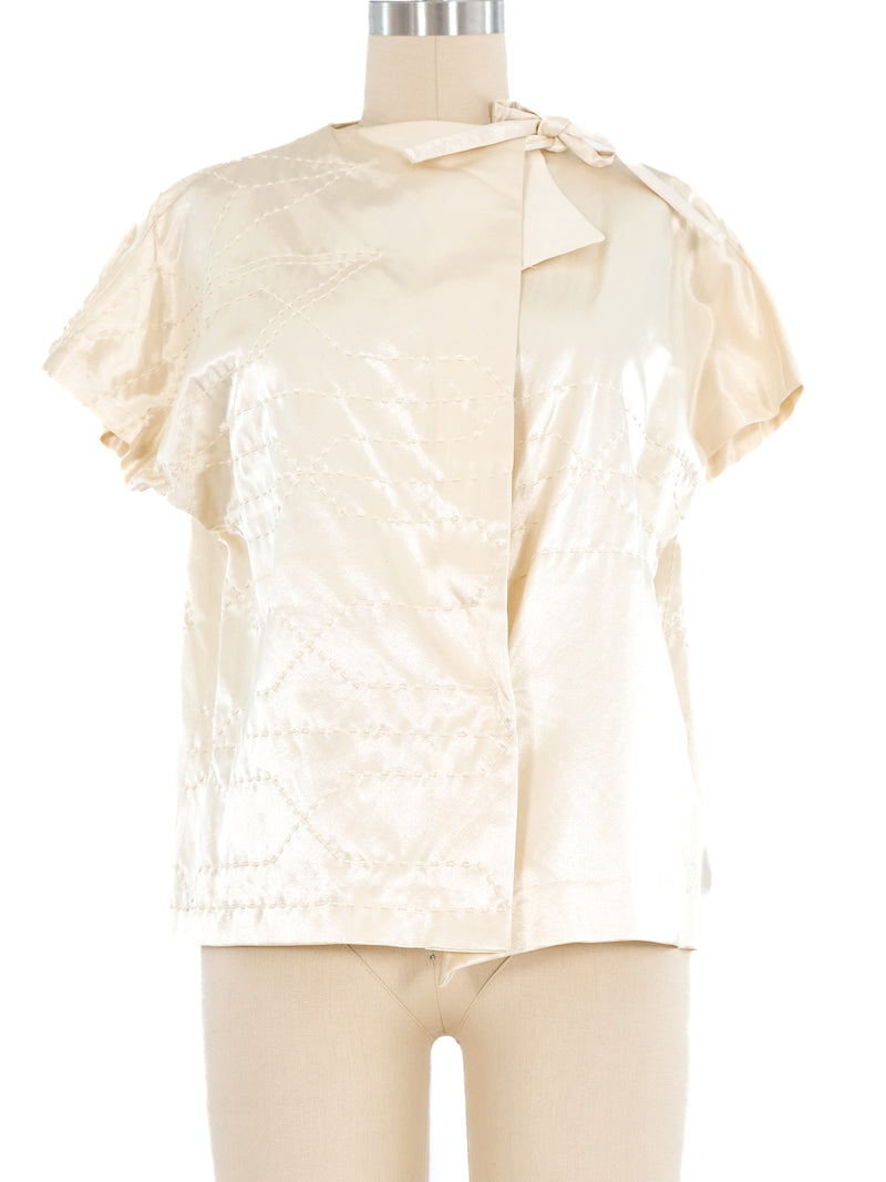 Yohji Yamamoto Top Stitched Satin Top Top arcadeshops.com