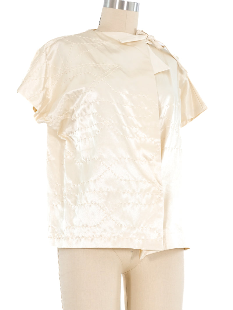 Yohji Yamamoto Top Stitched Satin Top Top arcadeshops.com