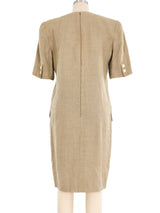 Valentino Beige Linen Button Dress Dress arcadeshops.com