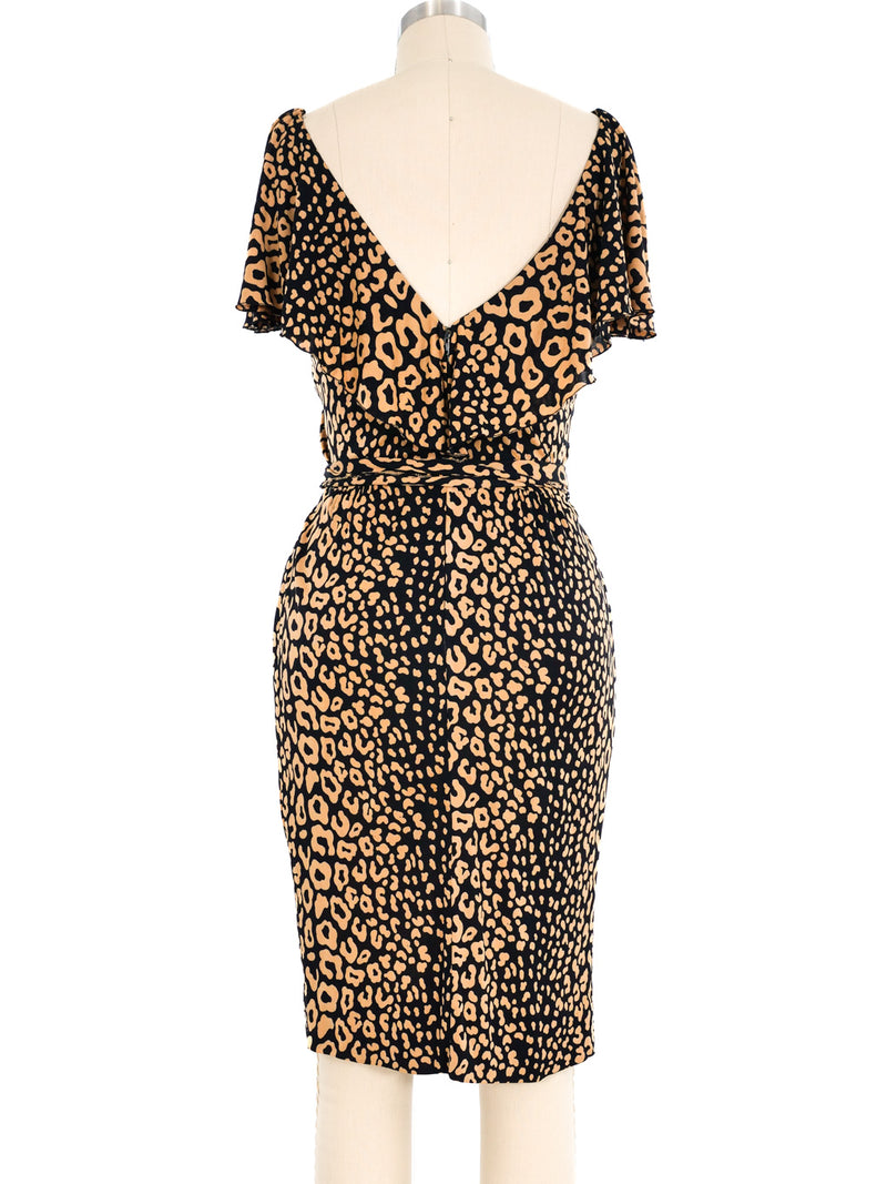 Loris Azzaro Cheetah Jersey Ruffle Dress Dress arcadeshops.com