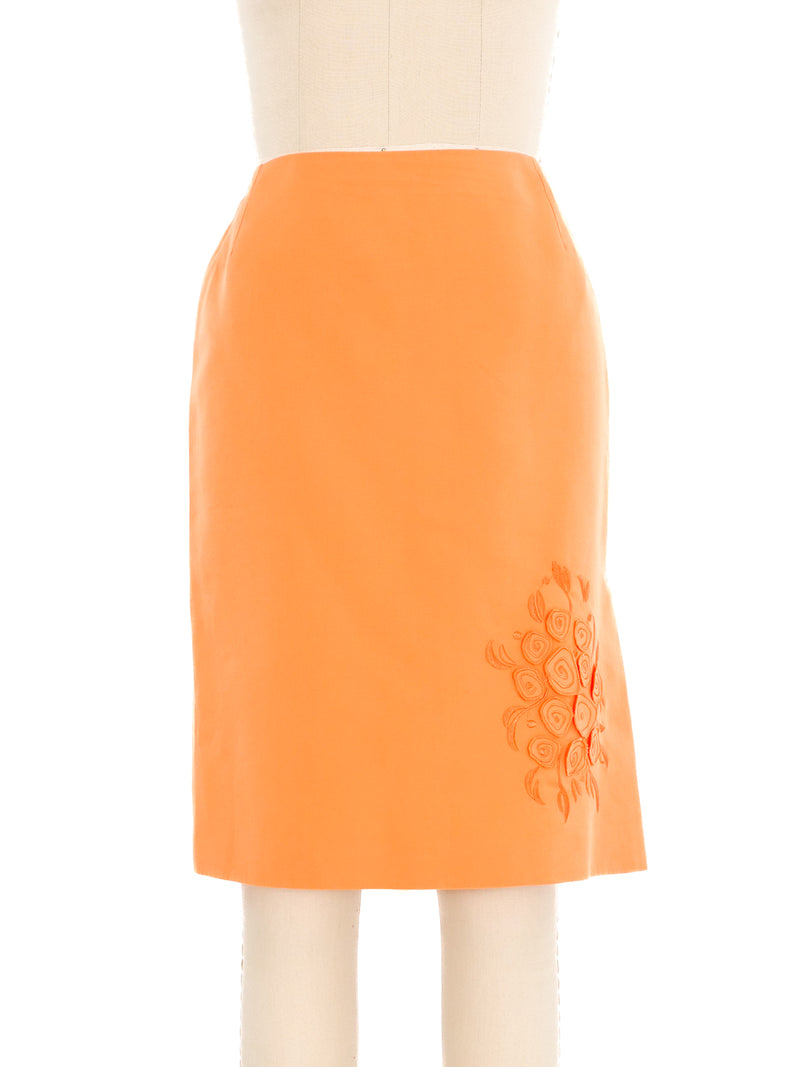 Gianni Versace Orange Cotton Skirt Suit Suit arcadeshops.com
