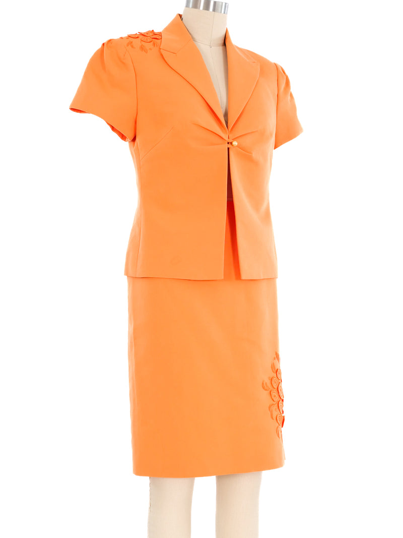 Gianni Versace Orange Cotton Skirt Suit Suit arcadeshops.com