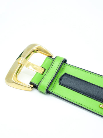 VINTAGE ESCADA PANTHER STUDDED COLOR-BLOCK  BELT FTL-02-139 Vintage Escada Leather Color Block Belt: 80s Designer  main image 4