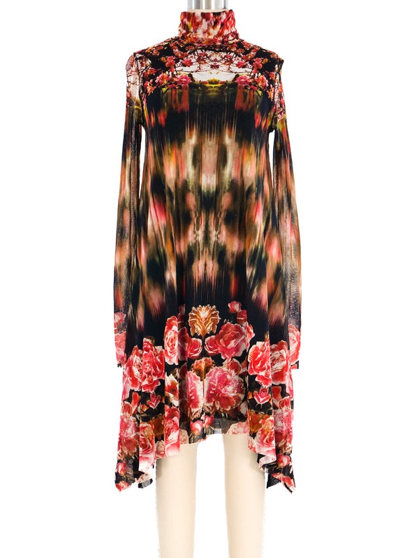 Jean Paul Gaultier Cherry Blossom Printed Mesh Dress Dress arcadeshops.com