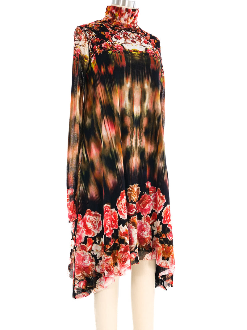 Jean Paul Gaultier Cherry Blossom Printed Mesh Dress Dress arcadeshops.com
