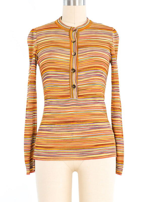 Missoni Striped Knit Henley Top Top arcadeshops.com